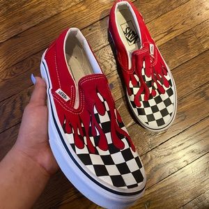 Red slip on vans